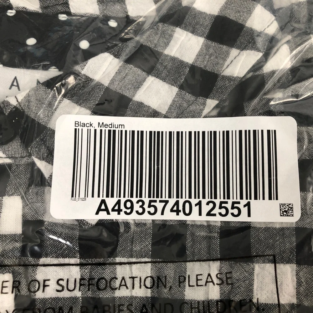 NWT Joan Rivers (from QVC) Gingham Short-Sleeve Shirt, Black & White, Size M - Picture 6 of 8